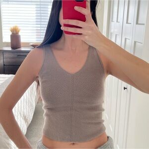 Abercrombie & Fitch Ribbed Sweater Tank Top - Beige, S